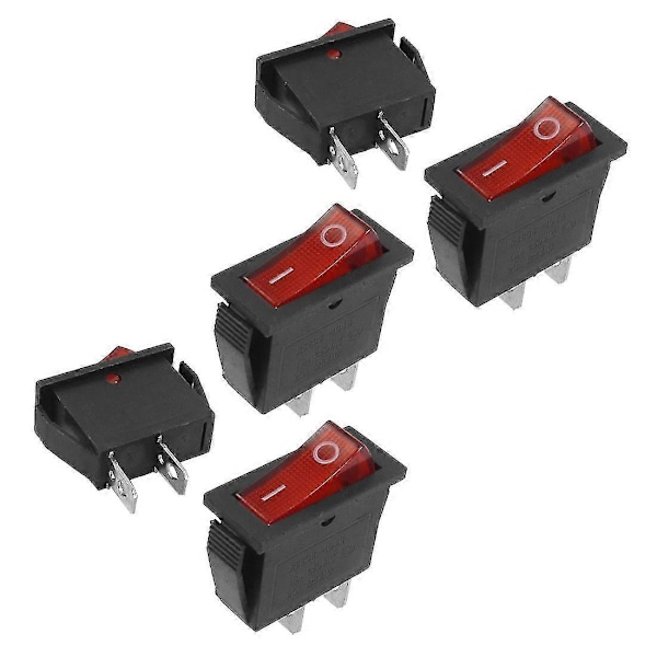 5 stk 2-polet SPST Rød Neon Lys Tænd/Sluk Vippekontakt AC 16A/250V 20A/125V