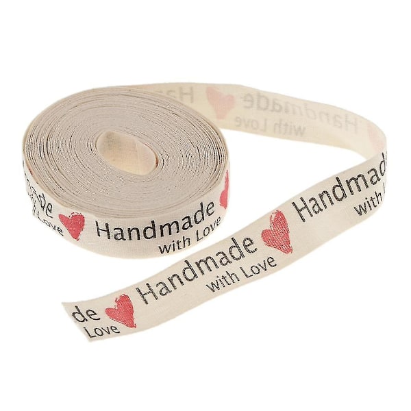 4x5 Yards Handgjord med kärlek Hjärtatygband Presentpaket Hantverk Dekoration