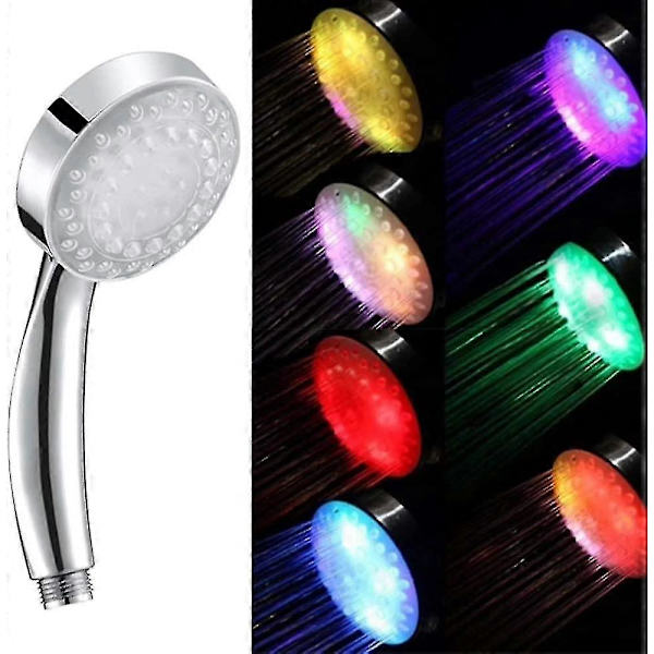 LED-Duschhuvud med Färgbyte, 7 Färger Handhållen LED-Duschhuvud Badrumsduschhuvud, LED Högtrycksduschhuvud Vattenbesparande Spray