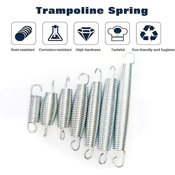 10 stk. Trampolin Fjeder 5,5\" / 6,5\" / 7\" Højstyrke Galvaniseret Stål Udskiftningsfjedre Trampolin Dele 5 stk. Trekant Ring Spænde 1 stk. T-Krog