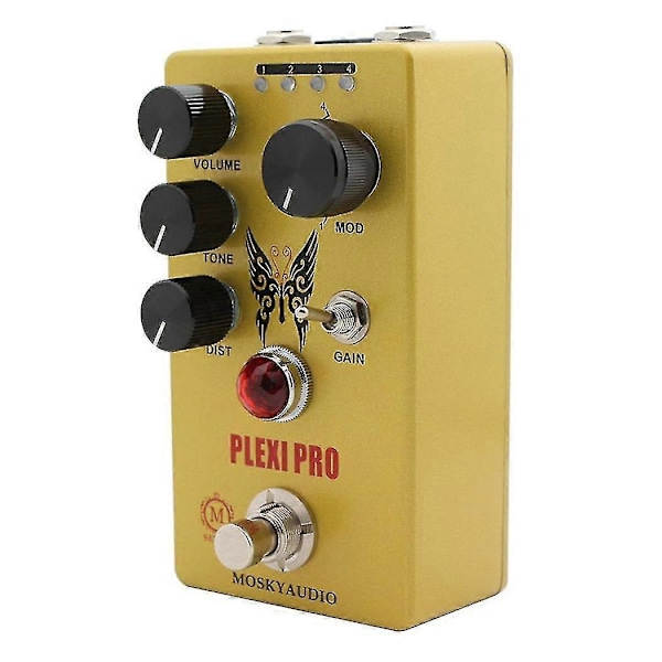 Pro Gitarreffektpedal Distorsjon Med 4 Modeller Og True Bypass
