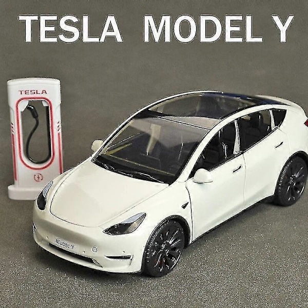 1:24 Tesla Model Y Model 3 Ladeboks Legering Die Cast Legetøjsbil Model Lyd Og Lys Børns Legetøj Samleobjekter Fødselsdagsgave