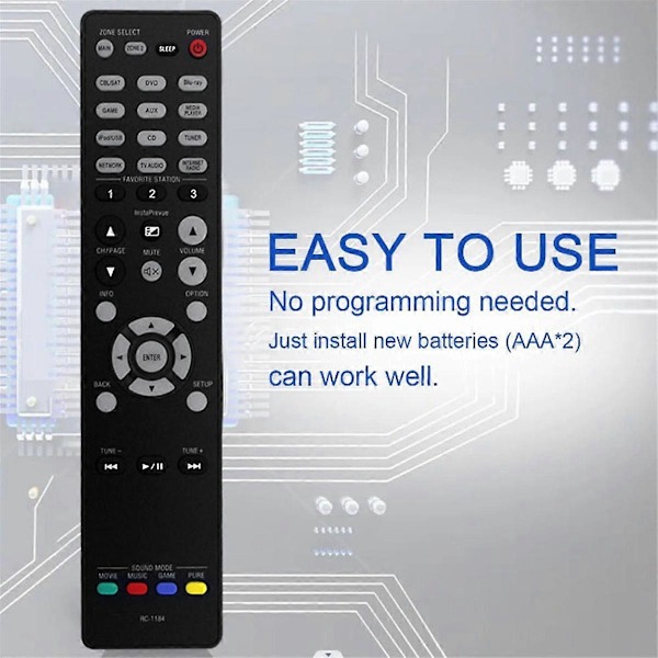 Udskiftningsfjernbetjening RC-1184 til AV Audio Video Receiver AVR-X3000 AVRX3000