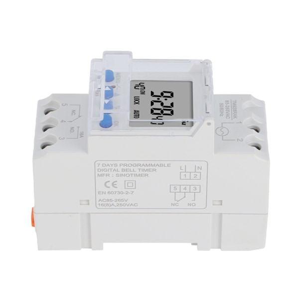 Electronic Timer Switch Programmable Smart Analog Time Din Rail Mounting 85-265V 16A