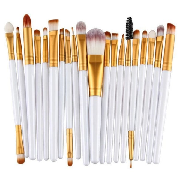 20 stk Professionelle make-up børster - Hvid/Guld