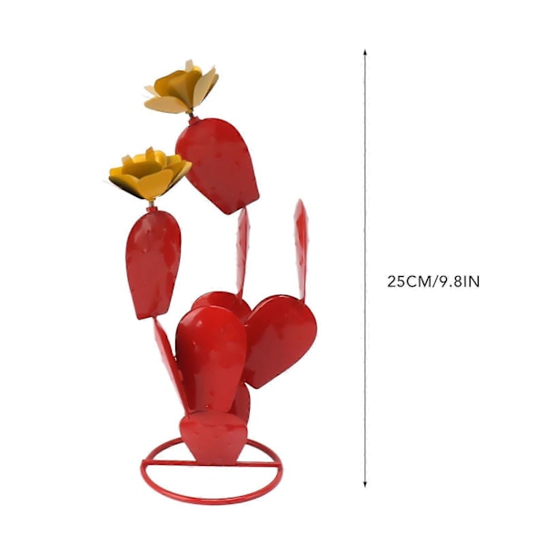 Fikenkaktus med Blomster Jern Rustikk Kaktus Statue Ørken Dekor Skulptur for Hage Plen