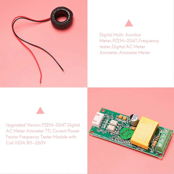 Uppgraderad version PZEM-004T Digital AC-mätare Amperemeter TTL Ström Effektfaktor Frekvenstestare Modul