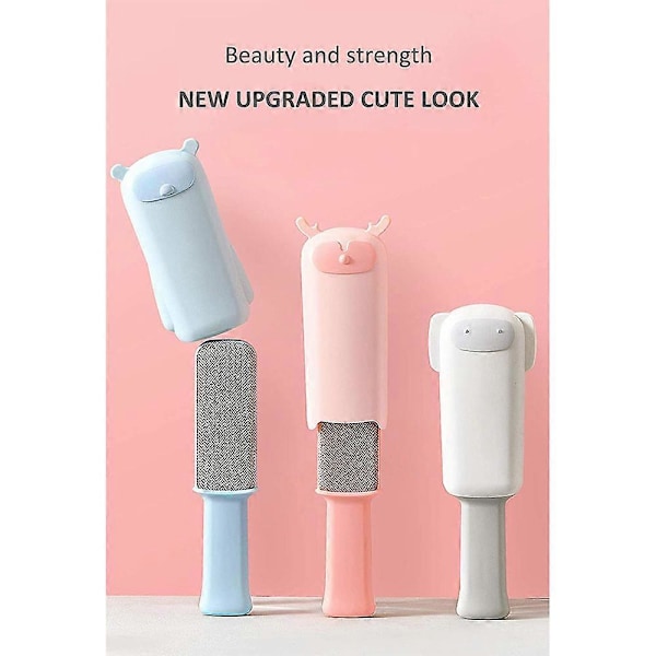 Genanvendelig Lint Roller, Selvrensende Lint Rollere, Dyrehår Fjerner, Dobbeltsidet Lint Roller Børst til Hund og Kat Hår Fjernelse Rejse (Hvid)