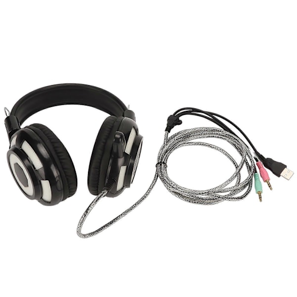 Gaming Headset Dobbelt 3,5 mm og USB-interface Justerbar Lydstyrke Stereo PC Gaming Hovedtelefoner til PS4 PC Bærbar