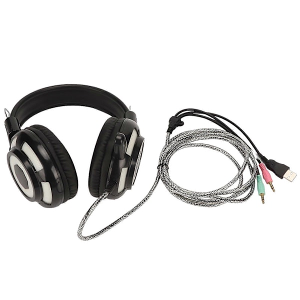 Spelheadset med dubbla 3,5 mm och USB-gränssnitt, justerbar volym, stereohörlurar för PC-spel för PS4 PC Laptop
