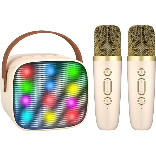 Karaokemaskine til børn 2 mikrofoner, Wowstar Karaokemaskine til børn, voksne, bærbar Bluetooth-højttaler/stemmeskifter/LED-lys/legetøjsgavefestspil
