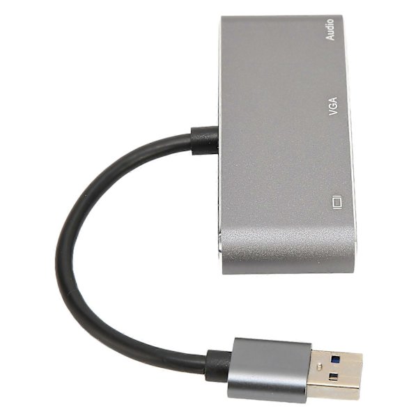 USB3.0 till HDMI VGA-adapter USB-delad skärm 1080P Gratis drivrutin Silvergrå 3-i-1-hubb