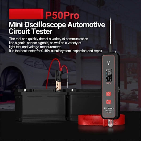 P50pro Mini Oscilloskop Bilkrets Testare Multifunktionell 0-45V Krets System Elektrisk Detektor Verktyg