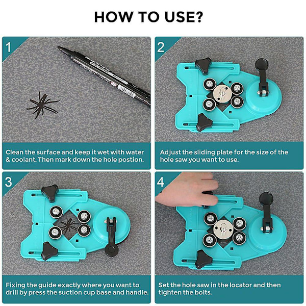 Hål Sågset, 15 st Diamantborr, Kakel Hål Såg Kit, Belagda Kärnborr med Hål Såg Guide Jig Fixture, Justerbar Hål Såg Centreringslokalisator