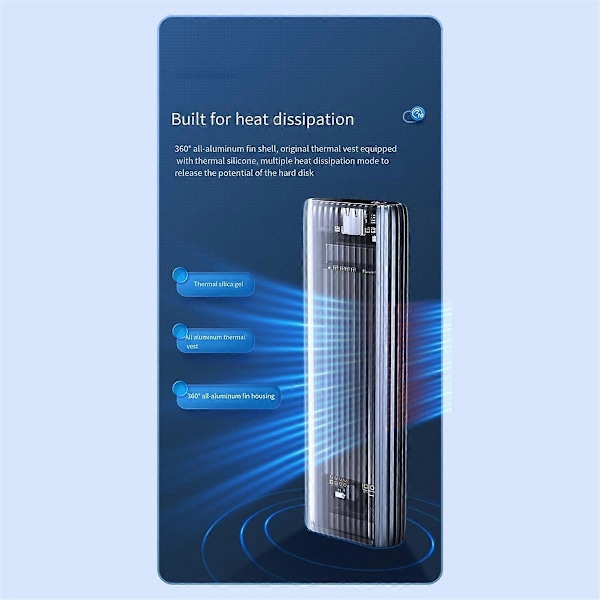 M.2 NVMe SSD Kabinet, 10 Gbps Aluminium Værktøjsfrit Kabinet, Understøtter UASP, PCIe Type C, M Nøgle Solid Sta
