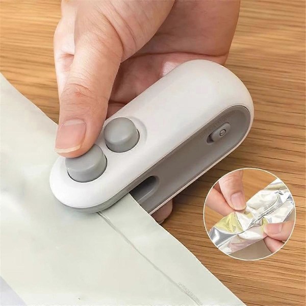 Mini Poseforsegler, 2-i-1 USB-opladningsforsegler, Bærbar Håndholdt Genopladelig Vakuum Madforsegler, Poseforsegler