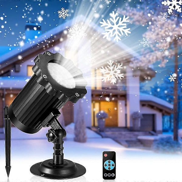 Utomhus LED-projektor för jul, LED-projektor för snöfall, landskapsljus med snöfall, IP65 vattentät roterbar förstärkt festlig projektor