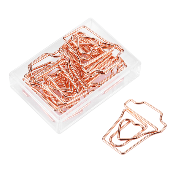 12Pcs/box Rose Gold Color Metal Electroplating Paper Clips Funny Bookmark Marking Clip