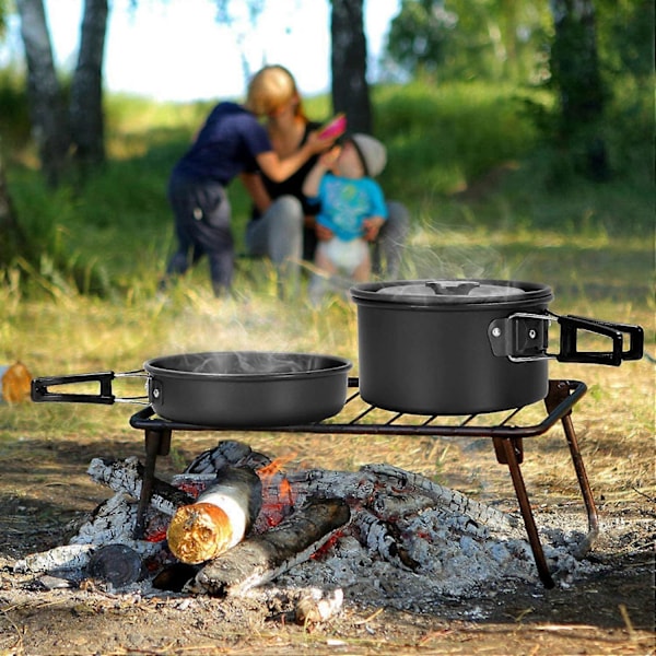 Camping Kokkärl Portabel Gryta Panna Kopp Tekanna Set Hopfällbart Utomhus Matlagningsset Vandring Picknick Servis