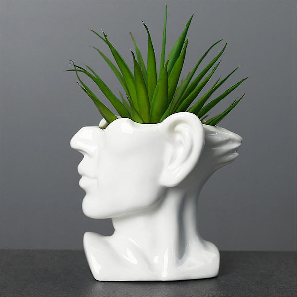 Portrett Statue Vase Plantepot Nordisk Sukkulenter Blomsterpotte Keramikk Innendørs Skrivebord Plantedekorasjon wi