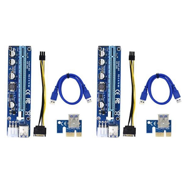 VER 008C Molex 6-pin PCIE PCI-E PCI Express Riserkort 1X til 16X Forlenger 60cm USB 3.0 Kabel for Mi