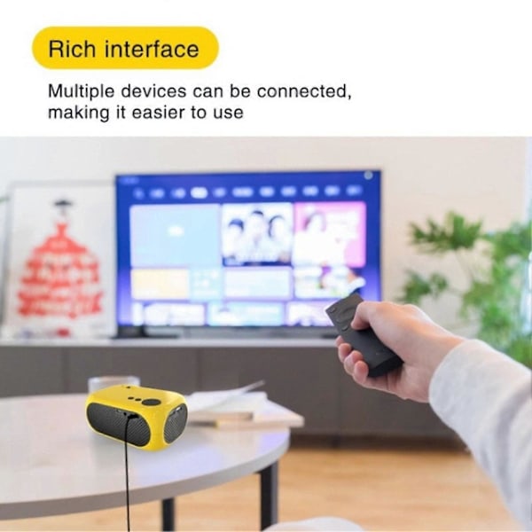 M24 Mini Bärbar Projektor Multifunktionell 360 Graders Surroundljud Hemmabio Videoprojektor 100?240V Gul AU-kontakt