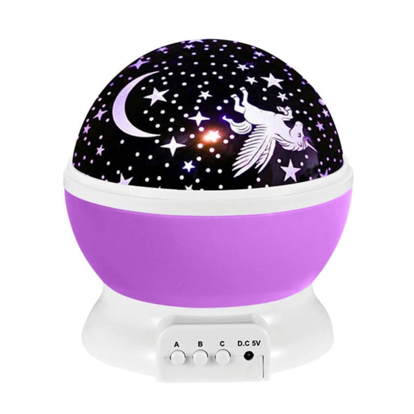 Enhjørning natlampe med projektor og 360° rotation julegave Purple