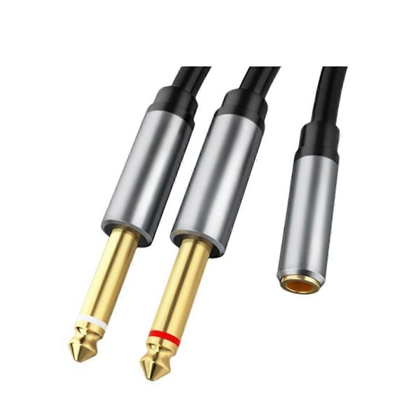 3,5 mm til dobbelt 6,5 mm kabeladapter han mono 6,5 jack til stereo 3,5 lydkabel til mixerforstærker DVD 6,35 mm adapter A