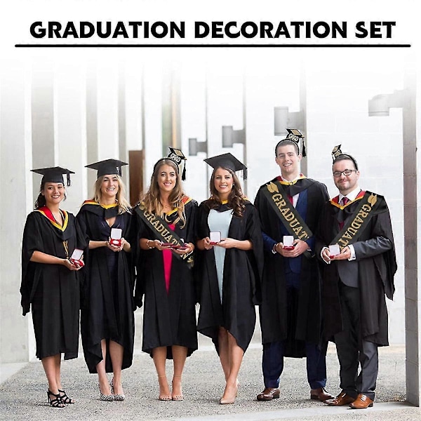 1 Sett Hodebånd med Hette og Satengbånd for Graduation 2024, Festdekorasjon, Fotorekvisitter, Mini Doktorhatt