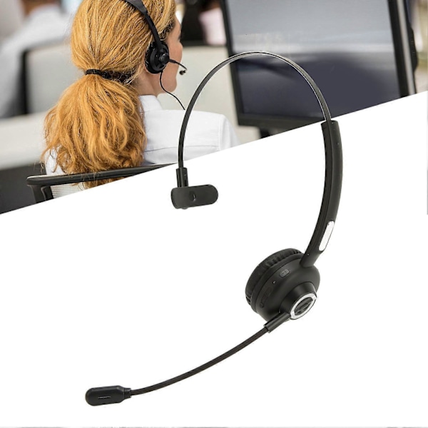Bluetooth-headset för telefon, enkelsidig, roterbar mikrofon, bekvämt trådlöst headset för affärer med laddningsbas