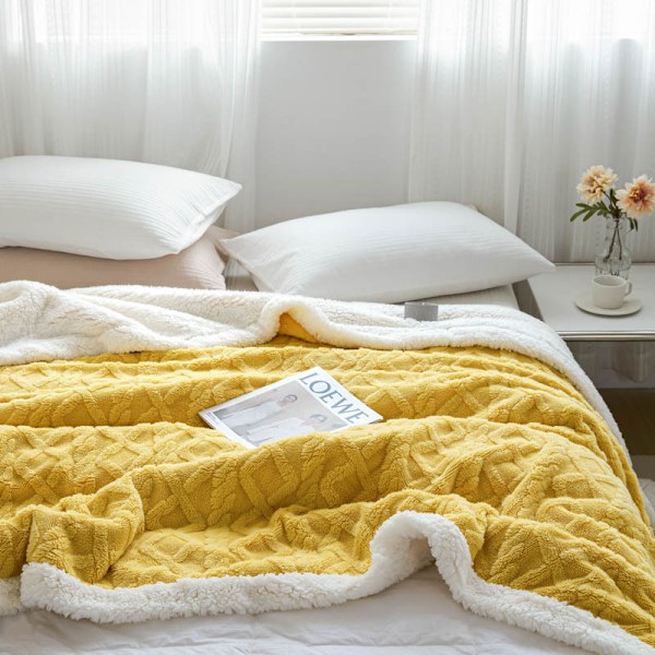 Vinterfleecefilt, supersoft mikrofiber, dubbelsidig flanellfilt, varm, ultra mjuk, lämplig för soffa, sovrum Yellow 70*100cm