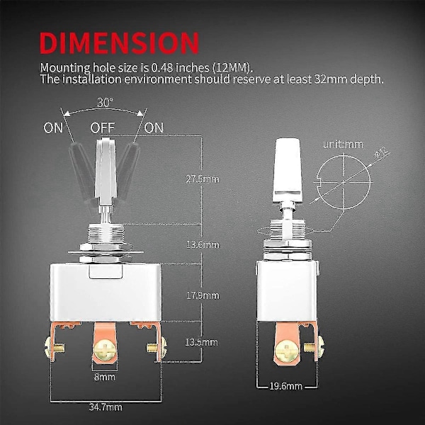 50A 12V DC Tungbrytare R13-401-103 Biltungbrytare Bilmodifierad Högström Tungbrytare