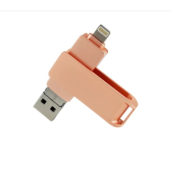 256GB USB-minne, extern USB 3.0 minnestick med MFI Lightning, USB 3.0, USB C 3 i 1 Pink
