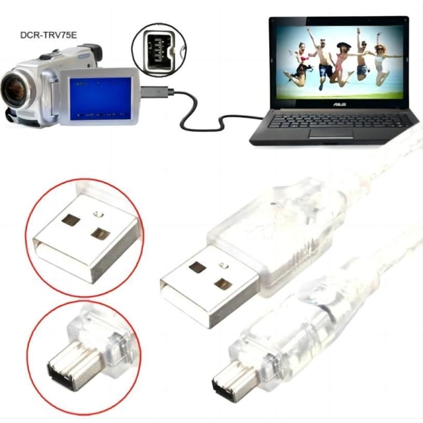 NY USB -hane till Firewire IEEE 1394 4-stift hane iLink-adapterkabel för Sony DCR-TRV75E DV