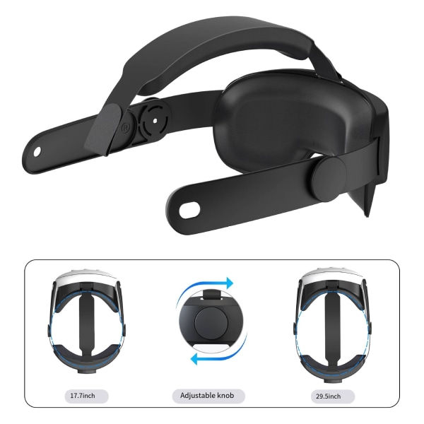 VR-tillbehör Designade för ett bekvämt pannband, kompatibelt med Meta Quest 3-tillbehör, Elite-huvudbandsbyte för förbättrat stöd black