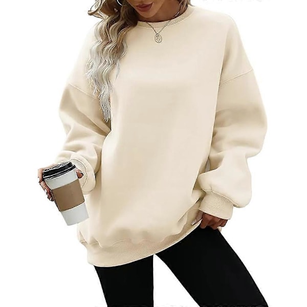 Naisten Oversize Pitkähihainen Fleece-Neulepaita Pyöreällä Kauluksella, Syksy-Talvi Teini-Tyttöjen Vaatteet (L)