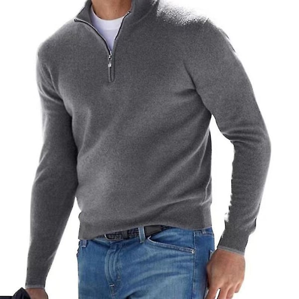 Herre Half Zip Jumper Micro Fleece Toppe Sweater Polo Neck Jumpers GREY 4XL