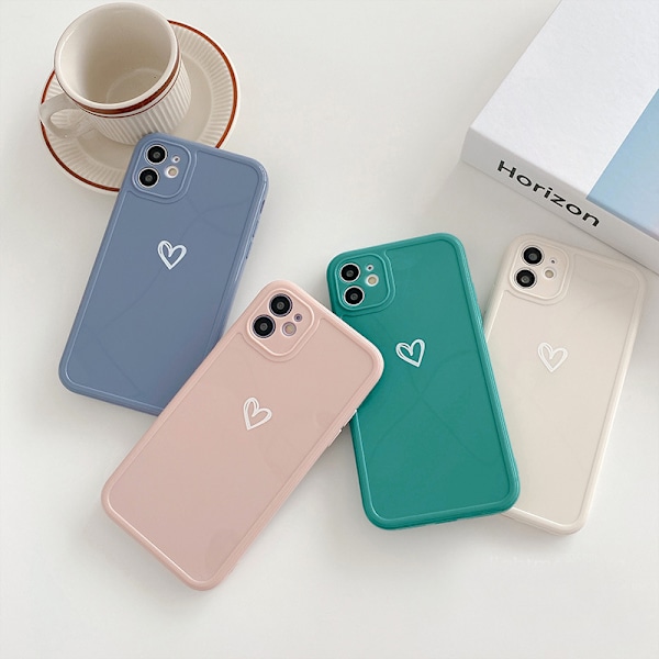 iPhone XR-deksel, søtt jente-design, silikon, støtsikker, beskyttende bumper-deksel med hjertemønster, for iPhone XR, rosa