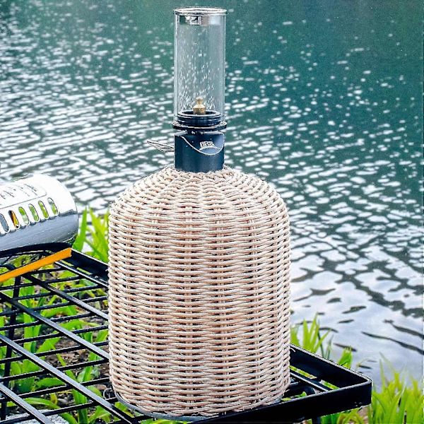 Gasbehållare Skydd för Utekokning Vandring Bärbar Rattan Gas Tank Skydd