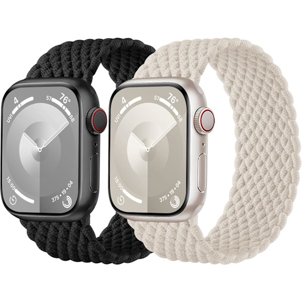 Kompatibel med Apple Watch remme 40mm, 41mm og 38mm til mænd, I Serie 9-8-7-65-41-2 elastisk nylon sports elastisk rem - sort (153-165mm)