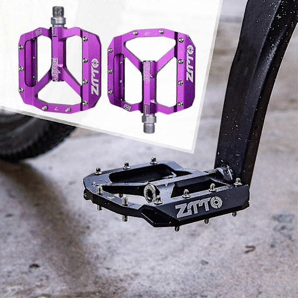 Mtb Road Bike Pedals Replacement Parts Aluminum Alloy 12mm Axle Bearings Purple