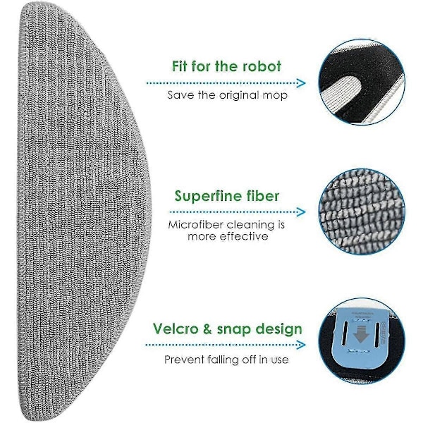 6 kpl Moppilevyä iRobot Roomba Combo I5, I5+, J5, J5+ Robot Vacuum Mikrokuitu Pestävä Uudelleenkäytettävä Moppiliina