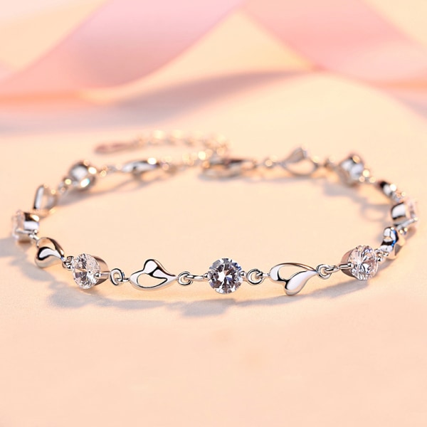 925 Sterling sølv armbånd smykker jubileumsbursdag, rosa