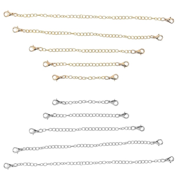 12 st Kedjeutvidgare, 6 Storlekar Rostfritt Stål Armband Förlängning Halsband Förlängare För DIY Smycken