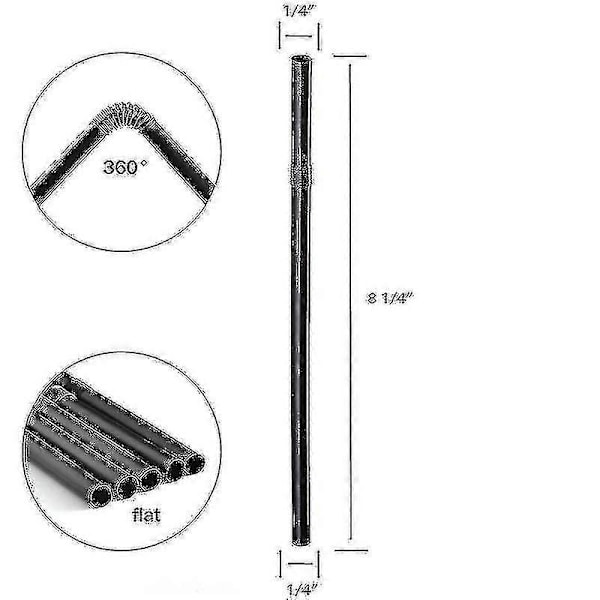 500/200/100 stk Fleksible Bøjbare Sorte Drikkestraws Plastik Engangsstraws