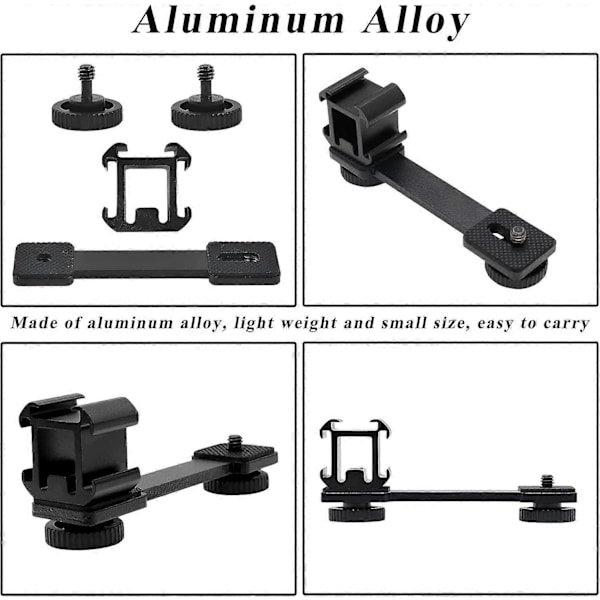 Triple Hot Shoe Mount, Kamera Hot Shoe Adapter, 3-i-1 Hot Shoe Mount, Triple Hot Shoe Mount til Mikrofoner, Kameraer, Videokameraer (Sort)