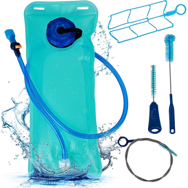 Sports Water Bubbles 2L vätskeblåsa med slangbettventil och vätskesäcksrengöringssats för campingklättring