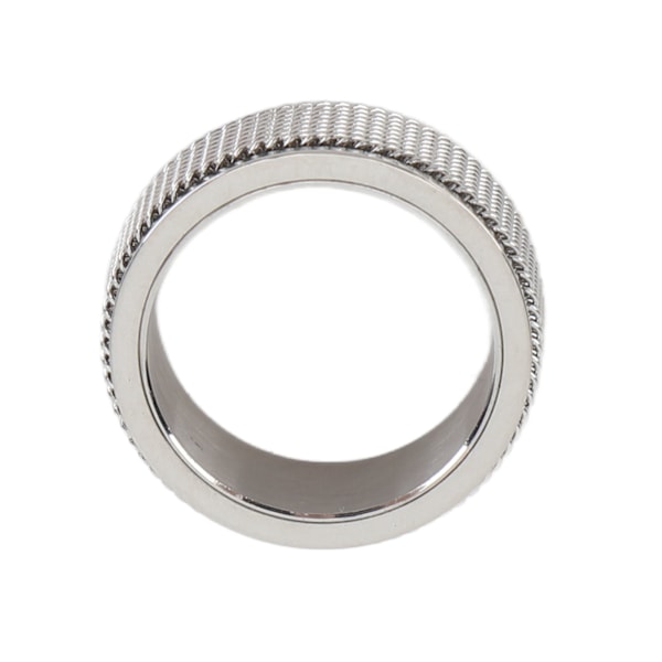 8MM Herre Spinner Ring Lydløs Titanium Stål Kul Angst Ring for Angst Stressavlastende Sølv Nr. 10 62.4mm / 2.5in