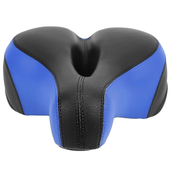Komfortabel Mikrofiber Læder Huludskåret Fjeder Mountainbike Saddel (Sort Blå)