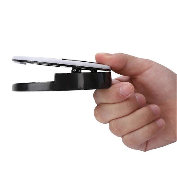 Selfie LED Ring Flash Lys Portable Telefon Selfie Lampe Lysende Klipslampe til iPhone (Sort)
